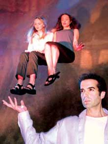 David Copperfield flying the girls in air.